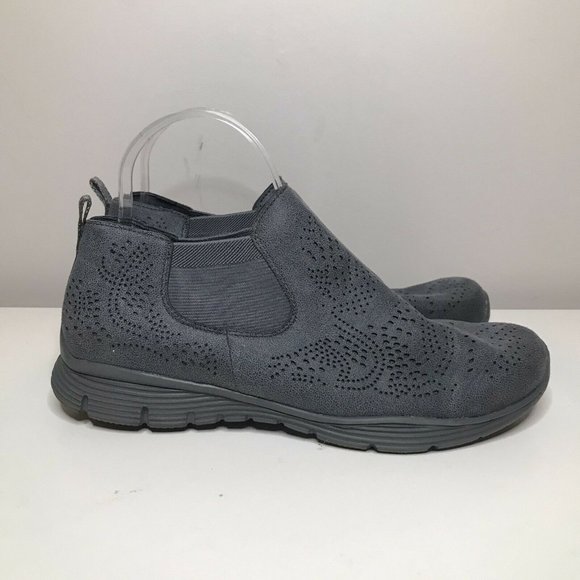 Skechers Shoes - Skechers Seager Rooky Short Chelsea Gray Ankle Booties Laser Cutouts Women's 9.5